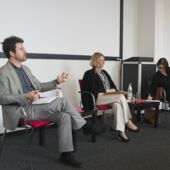 The panel with Misha Gabovitch, Franziska Thun-Hohenstein, and Irina Sherbakova