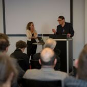 Mona Körte and Falko Schmieder give a lecture