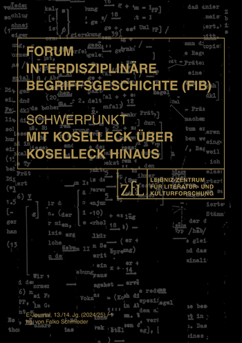 Cover of the FIB issue 13/14.1. Gold lettering on a black background, the title is: Mit Koselleck über Koselleck hinaus.